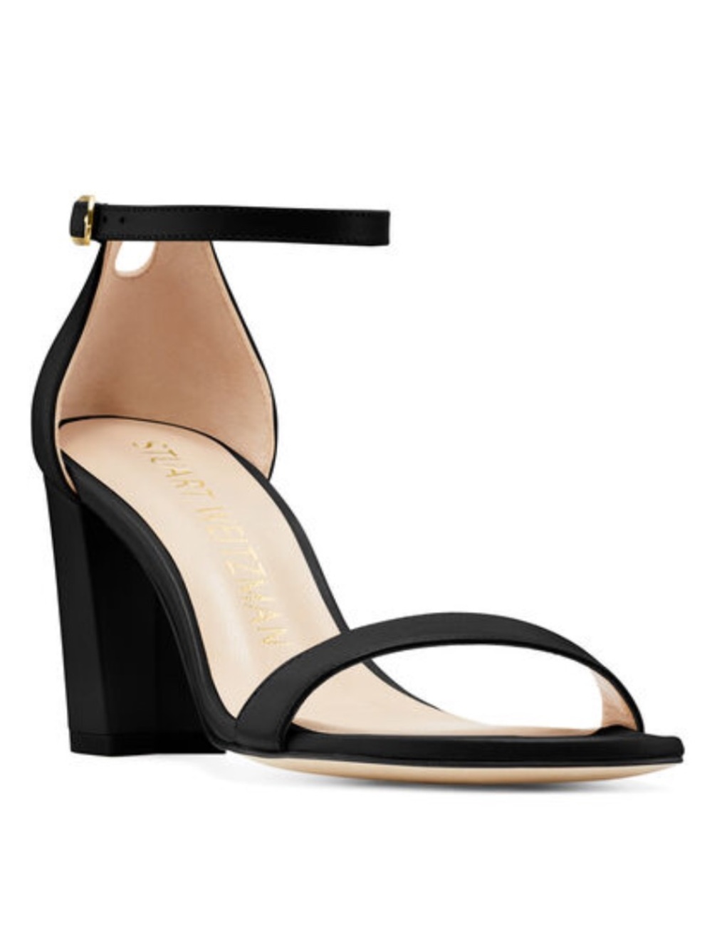 Stuart Weitzman black Nearlynude Ankle-Strap Block Heel Sandal